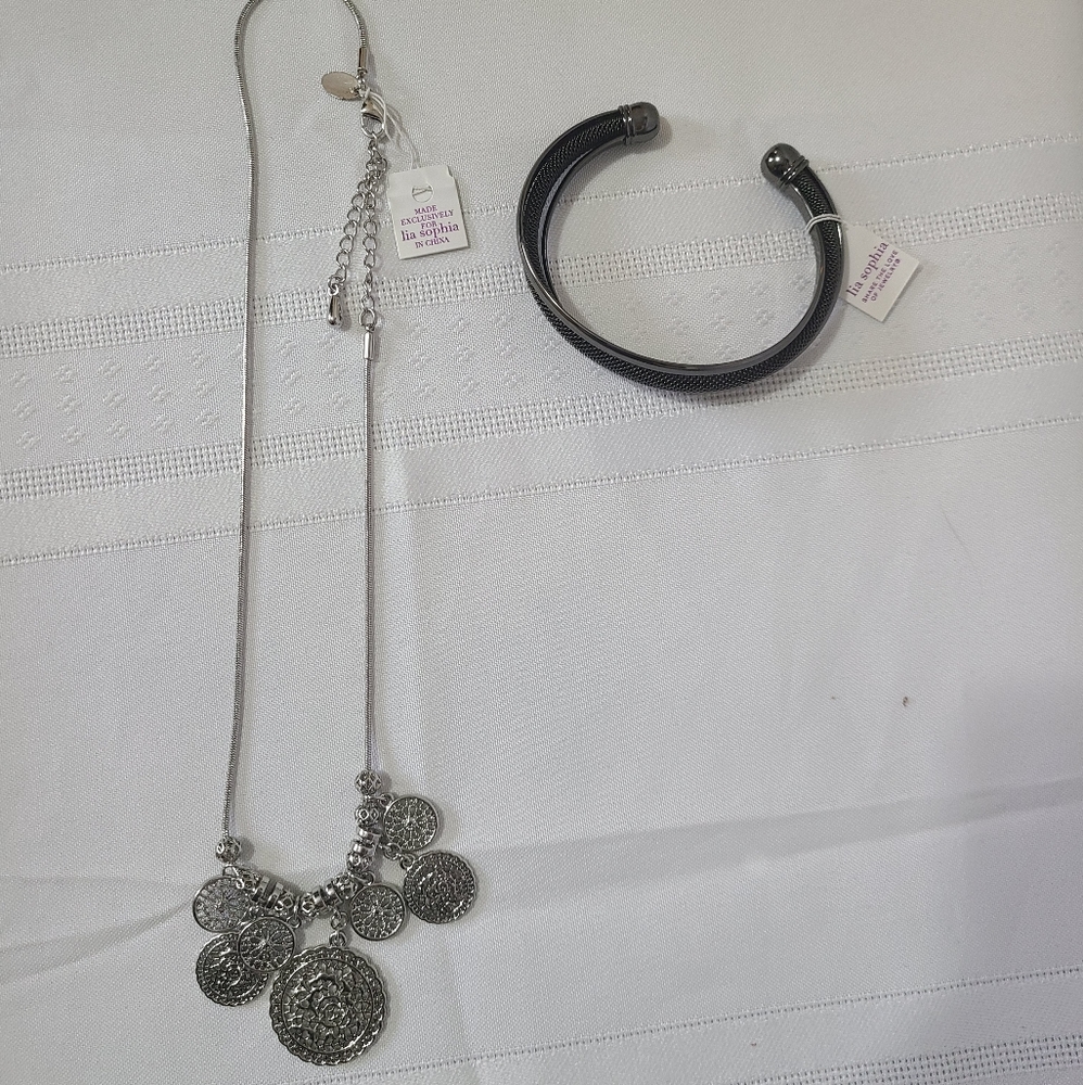 Lia Sophia Necklace & Bangle Bracelet NWT - Picture 1 of 7